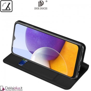 Dux Ducis dirbtinės odos atverčiamas dėklas - juodas (telefonui Samsung A22/A22 4G/M32)